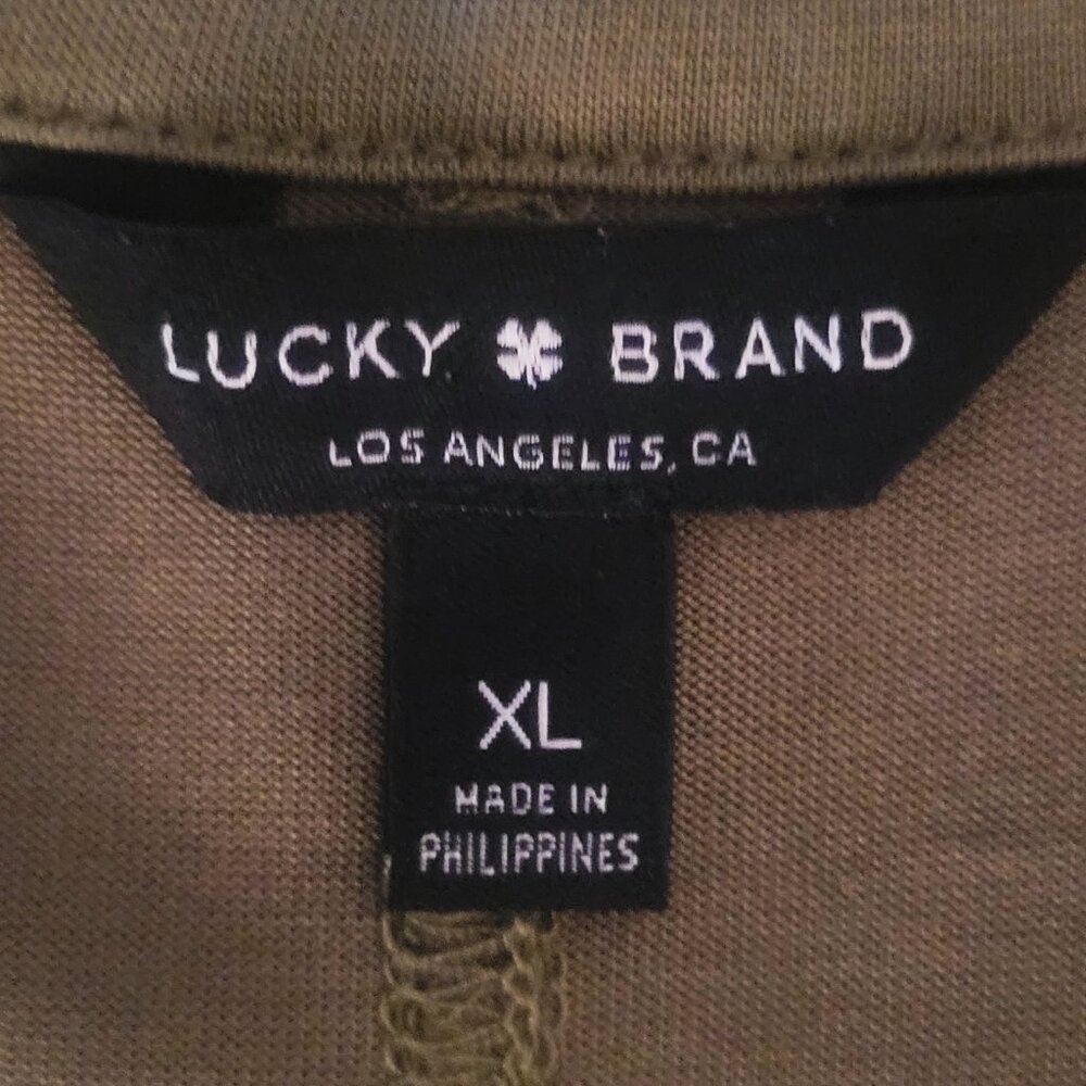 Lucky Brand Women's Cap Sleeve V-Neck Olive Green Blouse - Size XL - Picture 7 of 9